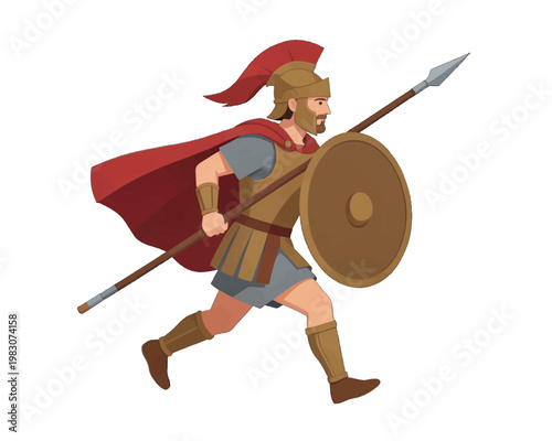 Ancient Roman Soldier Vector Illustration, Isolated Icon for Historical Design and Education
