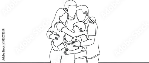 Intricate silhouette of a group hug isolated on transparent background