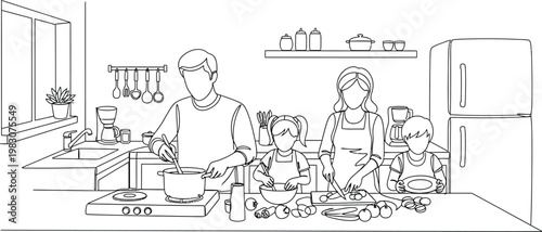 Detailed line drawing of a medieval or renaissance interior scene silhouette