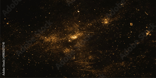 Abstract blue particles of rain drops and water dust glimmer like a starry galaxy against a dark night sky in this cosmic black universe texture