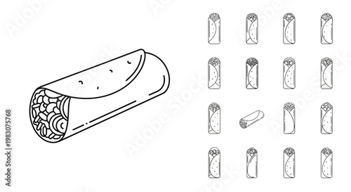 Detailed burrito with many fillings inside.