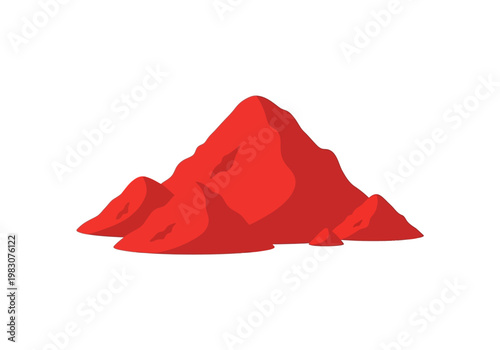 A vibrant red mountain landscape with illustration rocks and mineral deposits