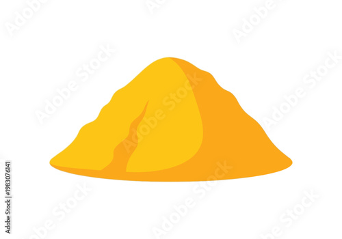 A vibrant orange pile of sand on a sunny beach scene
