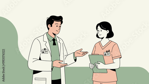 Doctor and Nurse Discussing Medical Case with Clipboard