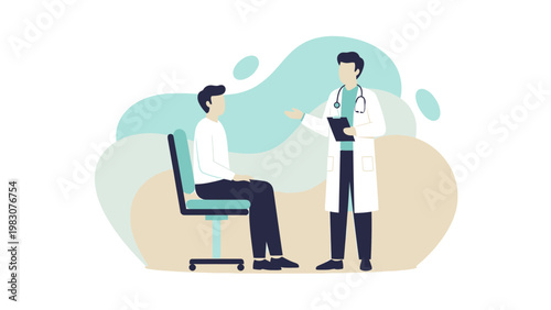 Doctor consulting patient in clinic, medical consultation, healthcare concept