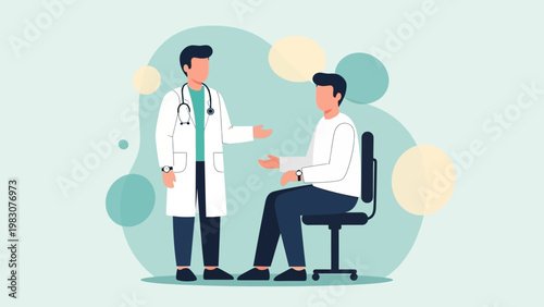 Doctor consulting patient in modern clinic, medical consultation, healthcare concept