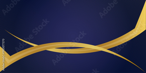 深いブルーにゴールドの曲線ラインが流れる高級感あふれる抽象背景 ビジネスや高級ブランド向けデザイン素材