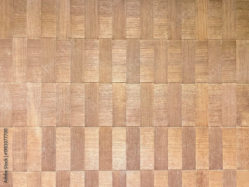Oak square parquet wooden floor pattern view from above
