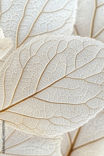 Delicate Layered Leaves with Translucent Patterns on Beige Backgrounds in a Serene Design