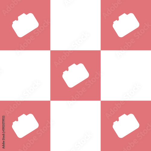 Minimalist Camera Icon Pattern on Pink and White Grid