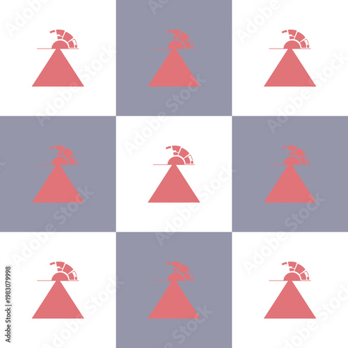 Minimalist Geometric Pattern with Abstract Sunrise Icons