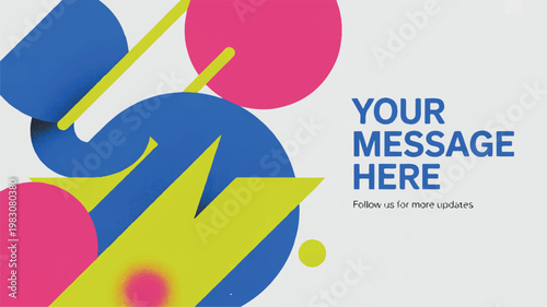 Colorful geometric shapes with text on a white background for design and layout inspiration