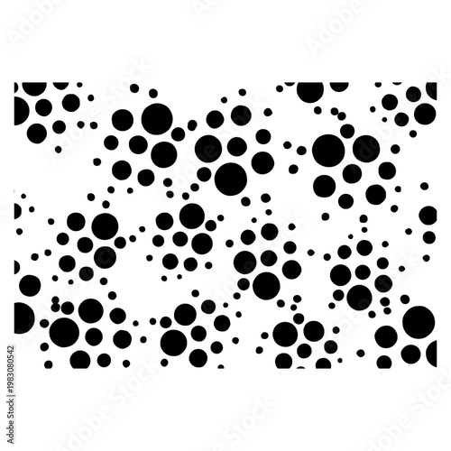 Black Polka Dot Circle Pattern on White Background