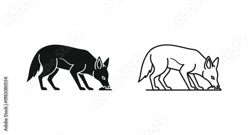 Wild Canine vs Porcupine: Nature’s Contrasts Vector