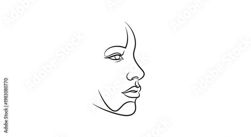 Minimalist line art drawing of a woman's profile.