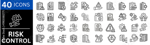 Risk Control icons set. showing risk control, emergency response, safety, security, problem solving, leadership, decision making and organizational recovery planning. vector set