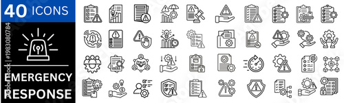 emergency response line icon set. vector illustration