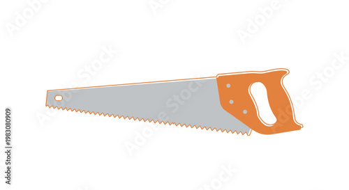 Flat vector illustration of a hand saw tool isolated on white background