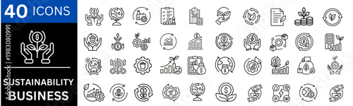 sustainability business line icon set. Editable line icons. Vector illustration.