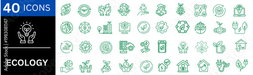 Ecology icon set. Editable line icons. Vector illustration.