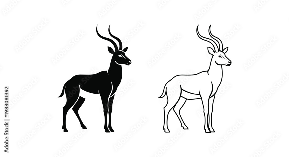 Naklejka premium Antelope Species Comparison Guide Vector