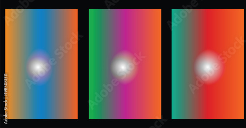 Abstract gradient trio a colorful display of blending hues and light