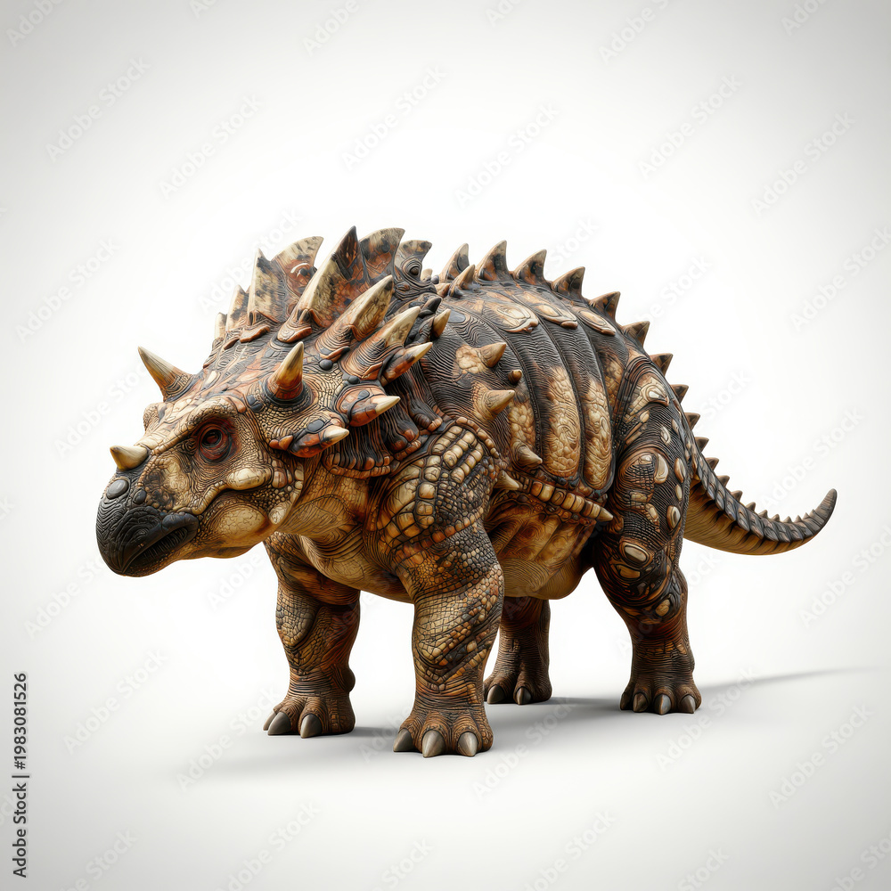 Fototapeta premium Ankylosaurus Standing in Studio with Detailed Armor and Spikes