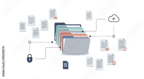 Conceptual illustration of secure cloud file storage and data synchronization.