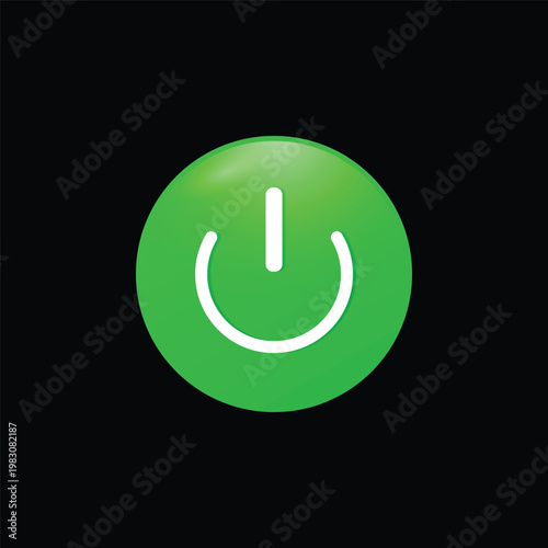 green power button on a black background