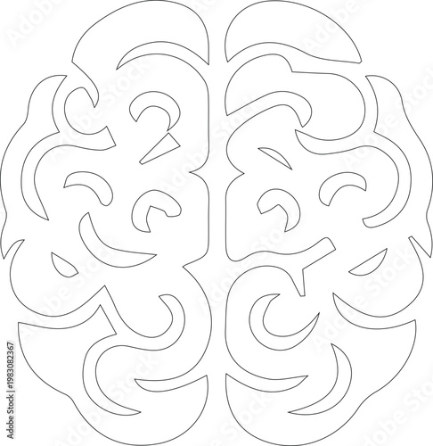 Human think brain icon. Outline human think brain vector icon for web design isolated on white background