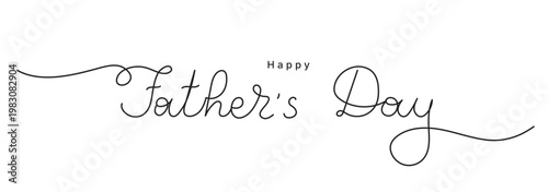 Happy Father's Day handwritten greeting text. Words in continuous one line art style. Outline script with editable stroke. Vector illustration