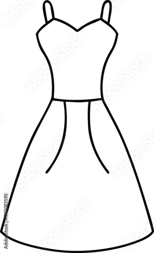 Stylish short dress outline featuring functional pockets and adjustable shoulder straps design template