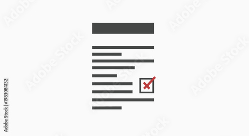 Document form with a red cross mark in a checkbox on white background