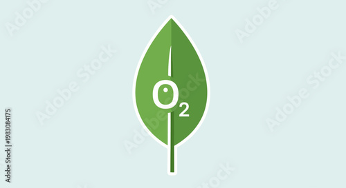 Green leaf icon with oxygen symbol representing clean air and environmental conservation