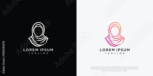Modern Line Art Logo of a Woman Wearing a Hijab