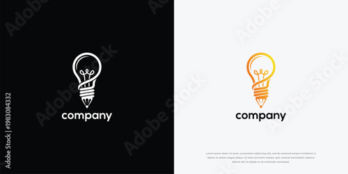 Light Bulb Pencil Logo Design
