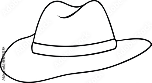 Stylish wide brim fedora hat outline drawing representing timeless elegance and flair