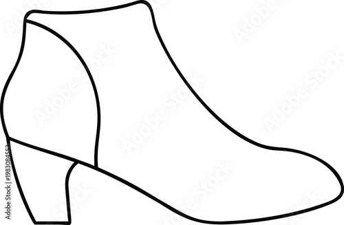 Stylish womens ankle boot outline featuring a chic heel for contemporary fashion and footwear designs