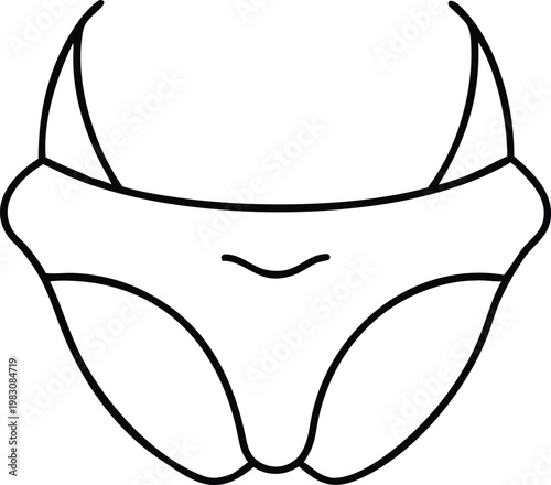 Stylish womens bikini bottom outline drawing for beachwear and swimwear concepts