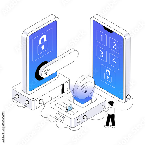 Trendy design illustration of nfc lock 