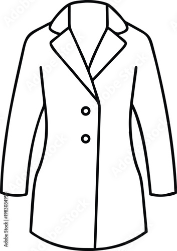 Stylish Womens Business Overcoat with Two Buttons Elegant Outline Apparel Illustration
