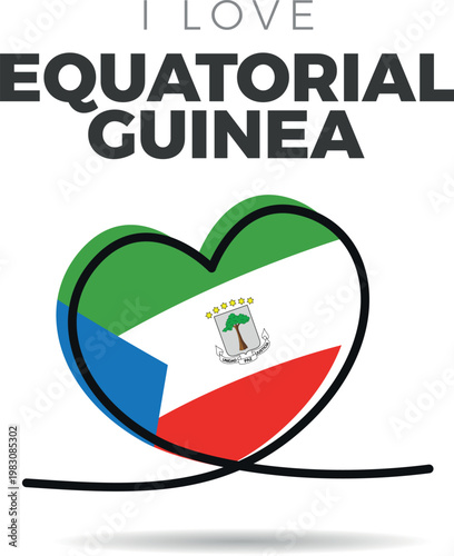 Flag of Equatorial Guinea. Heart-shaped design with a black outline to highlight the silhouette