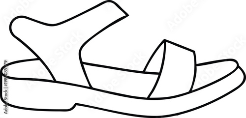 Stylish Womens Sandal with Multiple Straps Outline Vector Icon for Apparel Design