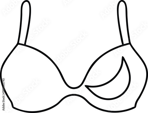 Stylized Black Line Art Illustration of a Womens Push Up Bra Enhancing Feminine Silhouette