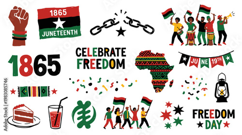 Juneteenth Celebration Freedom Day African American Culture Symbols and Icons