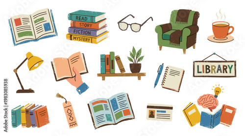 Cozy Reading Nook with Books, Armchair, Lamp, and Coffee for a Relaxing Lifestyle