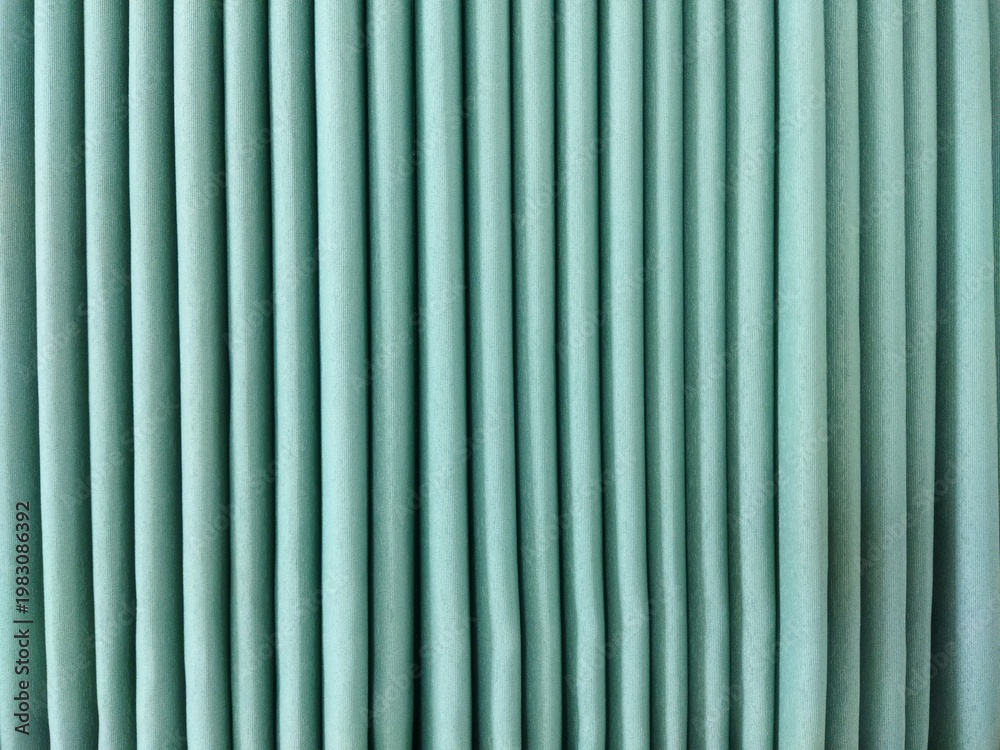 Obraz premium Green Minimalist Fabric Texture Background with Vertical Lines. Green curtain. Elegant background.