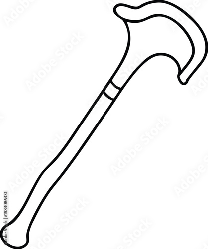 Unique Ergonomic Walking Cane Outline Featuring a Distinctive Handle for Specialised Support