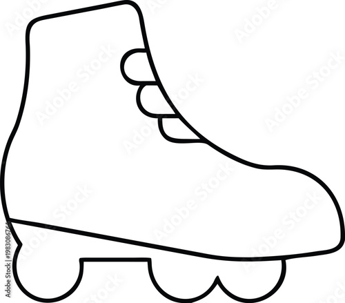 Vintage quad roller skate outline drawing representing active recreational activities