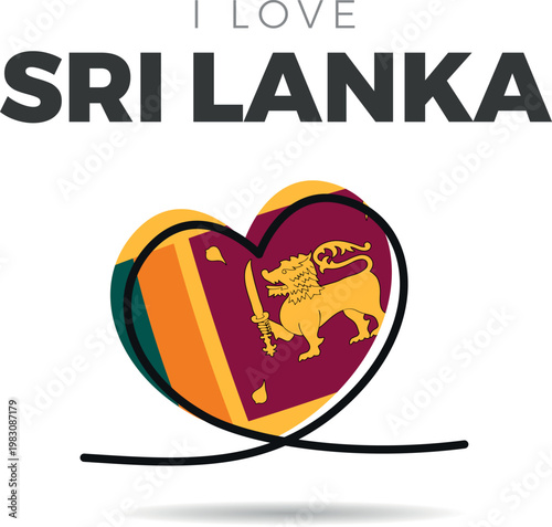 Flag of Sri Lanka. Heart-shaped design with a black outline to highlight the silhouette